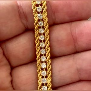 Double Gold Plated Rope Chain with Cubic Tennis Bracelet